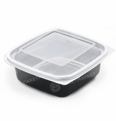 Контейнер ракушка 375мл СКр-14/14 черный УПАКС одноразовый 138х138 мм, фото 